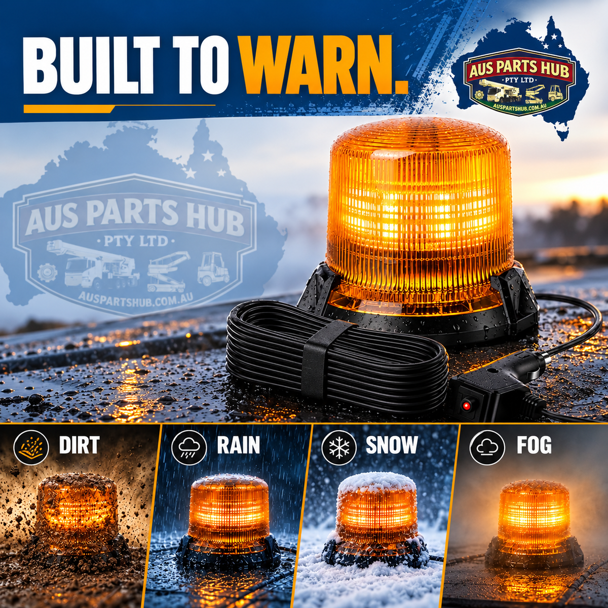 APH85660 Rotating Beacon Warning Light LED Light 12 V - 48 V with Car Charger Cable for Car Truck