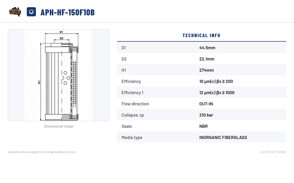 Hydraulic Filter Element APH-HF-150F10B