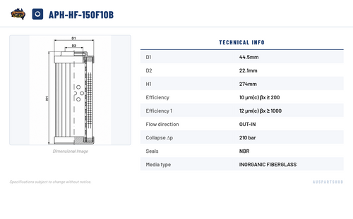 Hydraulic Filter Element APH-HF-150F10B
