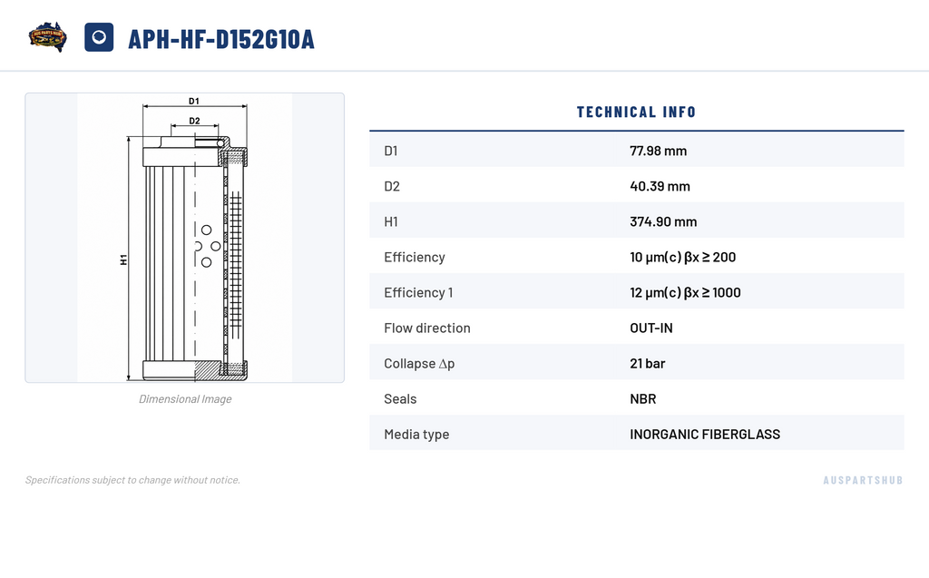 Hydraulic Filter Element APH-HF-D152G10A