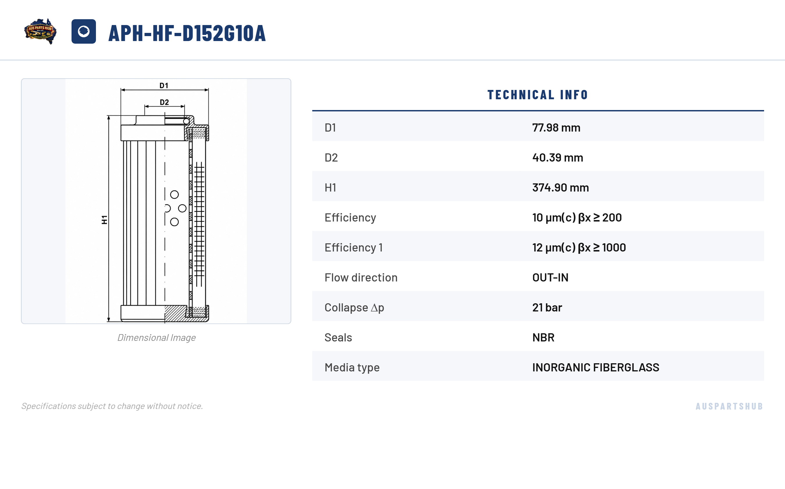 Hydraulic Filter Element APH-HF-D152G10A