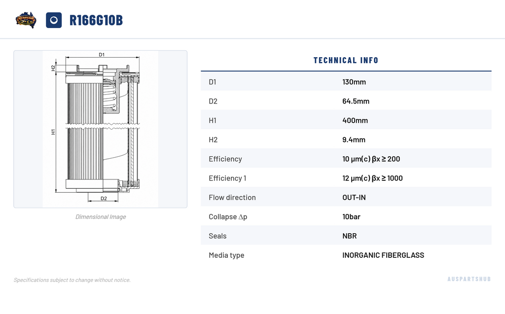 Hydraulic Filter Element APH-HF-R166G10B