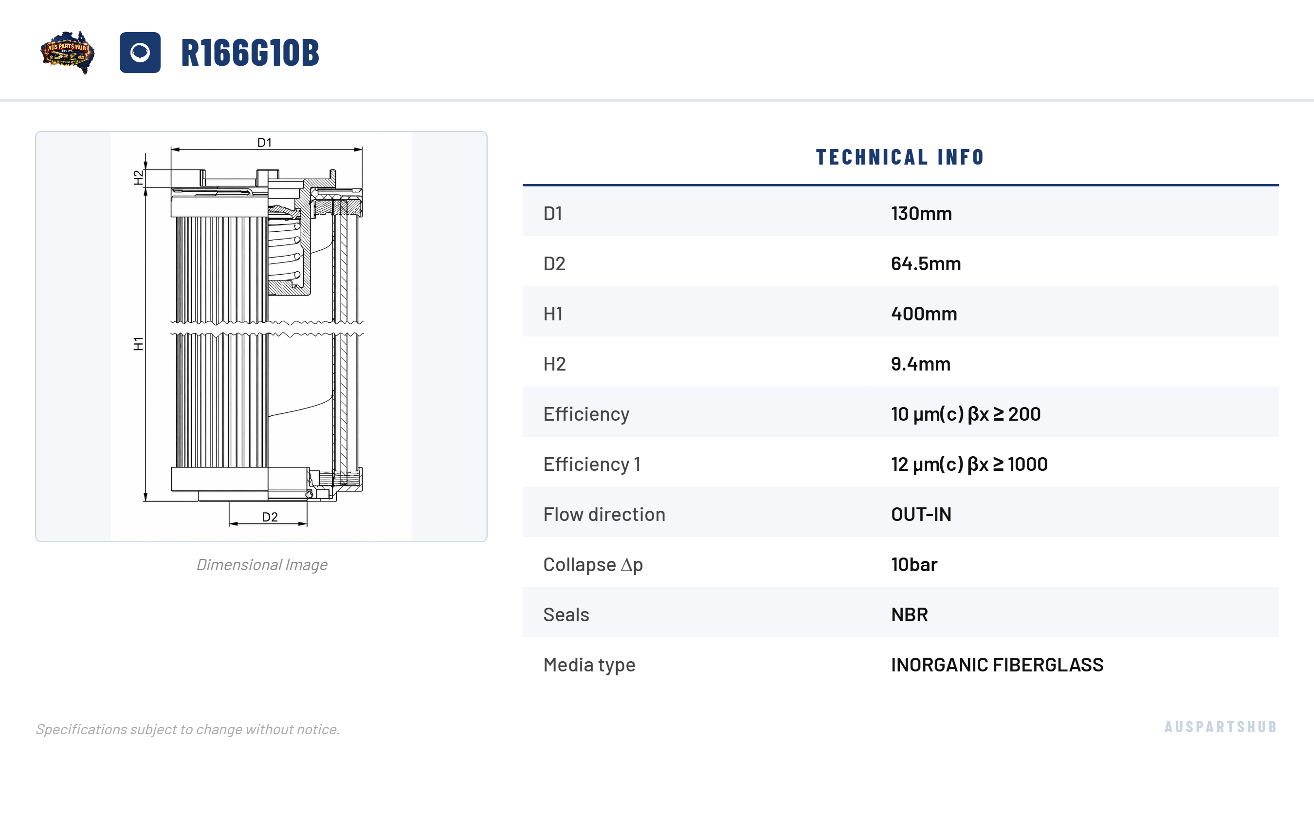 Hydraulic Filter Element APH-HF-R166G10B