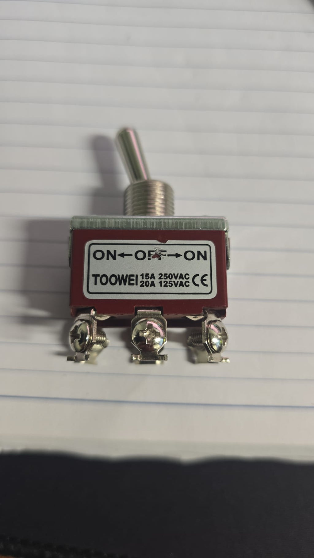 TOOWEI SPST Toggle Switch ON-OFF-ON AC Power Rocker Switch 250V 15A