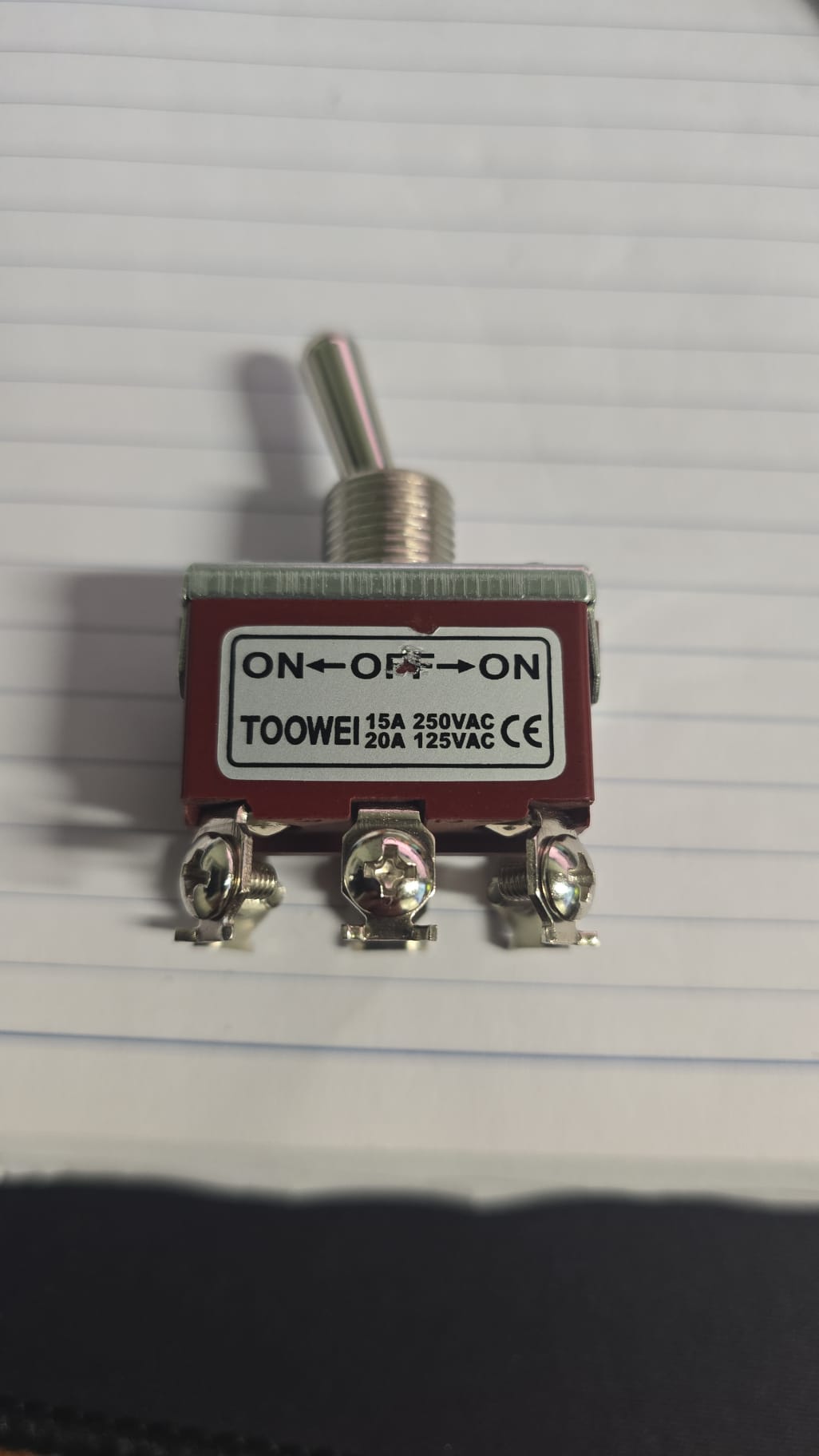 TOOWEI SPST Toggle Switch ON-OFF-ON AC Power Rocker Switch 250V 15A