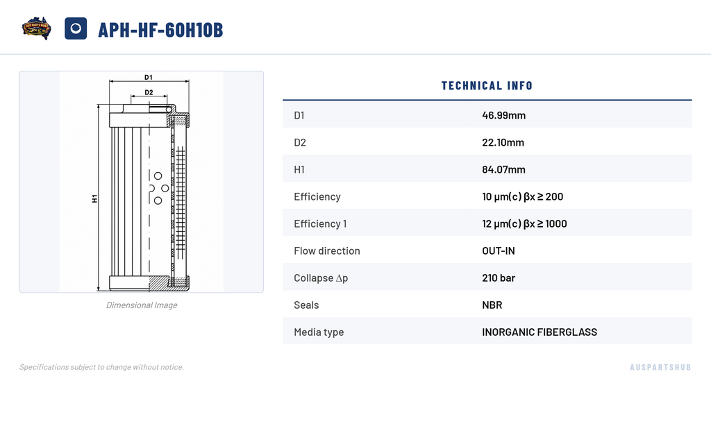 Hydraulic Filter Element APH-HF-60H10B